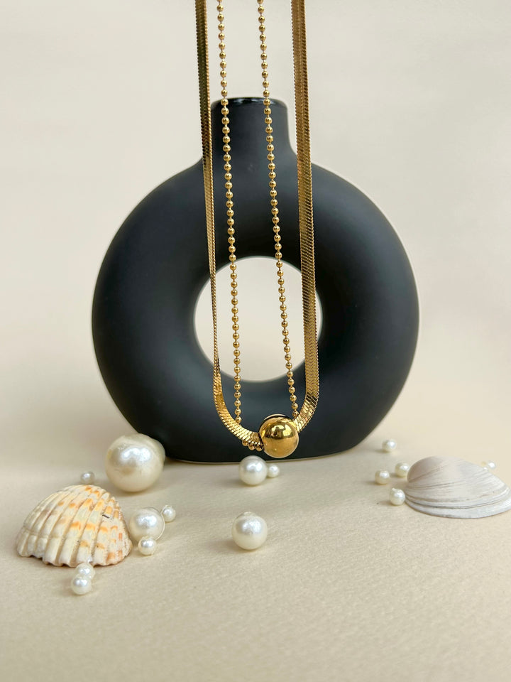 Two Layered Round Bead Pendant necklace