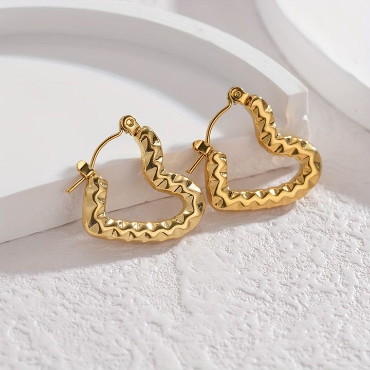 Textured heart-shaped hoop earrings